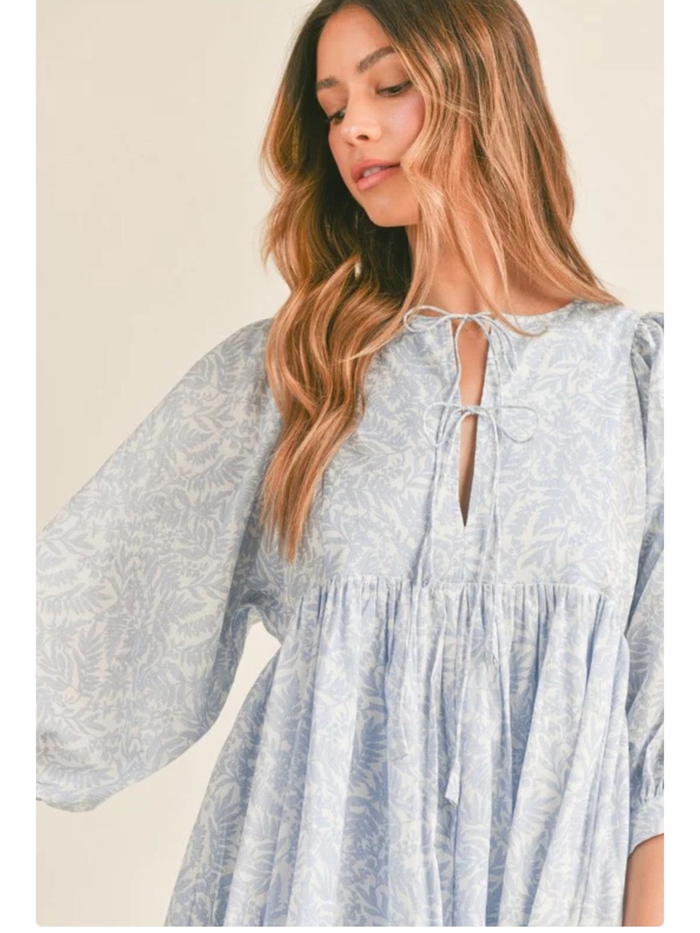 👗Mable Light Blue Floral Tie-Front Midi Dress - Picture 2 of 10